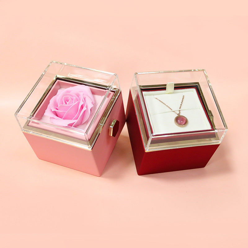 Rotating Soap Flower Rose Gift Box Creative Rotating Rose Jewelry Packaging Box Valentine's Day Gift For Women - Vogue Aura