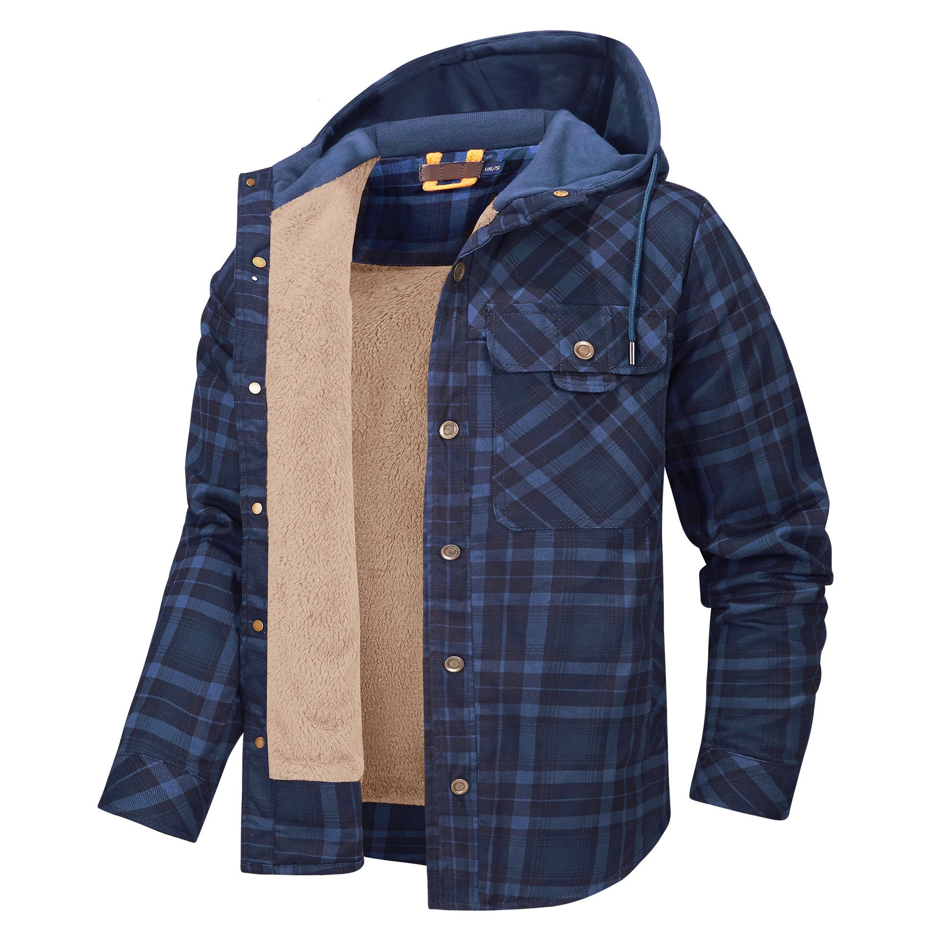 Men's Fleece-lined Plaid Hooded Jacket for Autumn and Winter - Vogue Aura