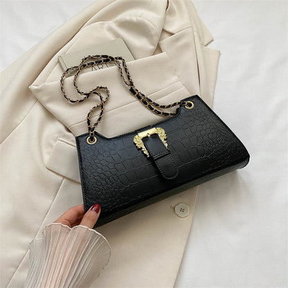 Elegant PU Chain Shoulder Bag - Chic Small Square Design - Vogue Aura