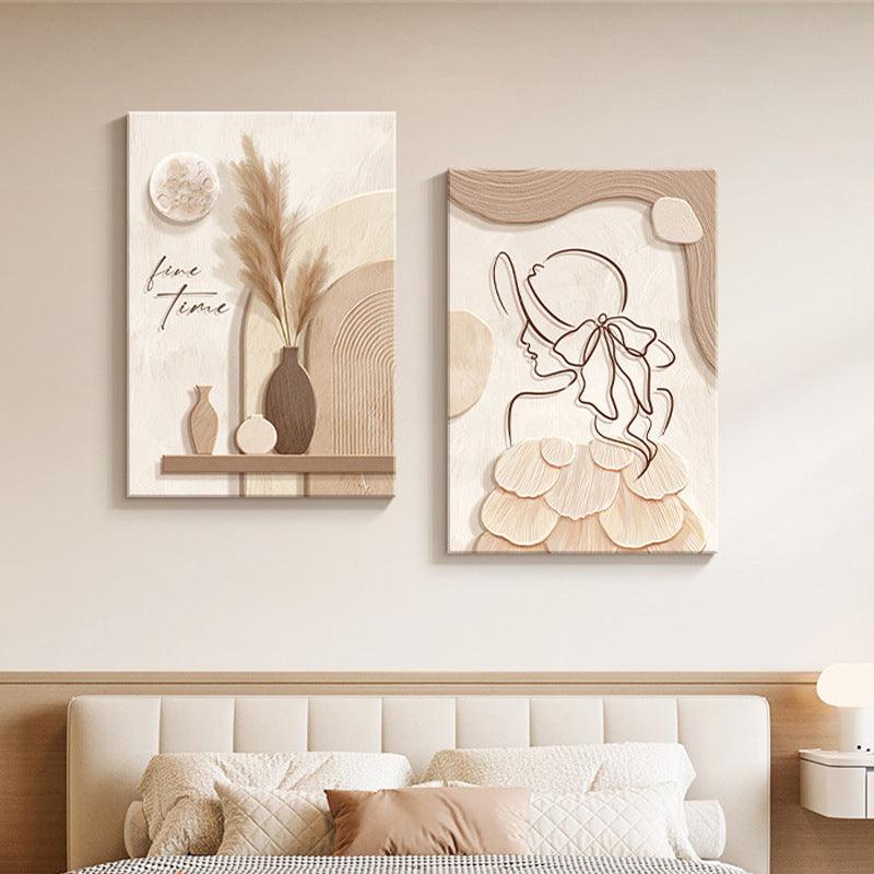 Abstract Character Line Art Mural for Elegant Spaces - Vogue Aura