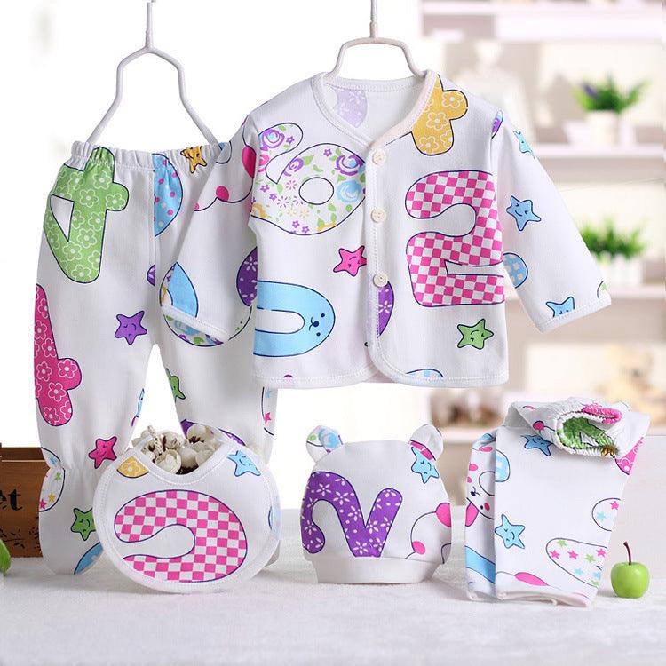 Adorable Cartoon Baby Underwear Set - Five-Piece Newborn Essentials - Vogue Aura