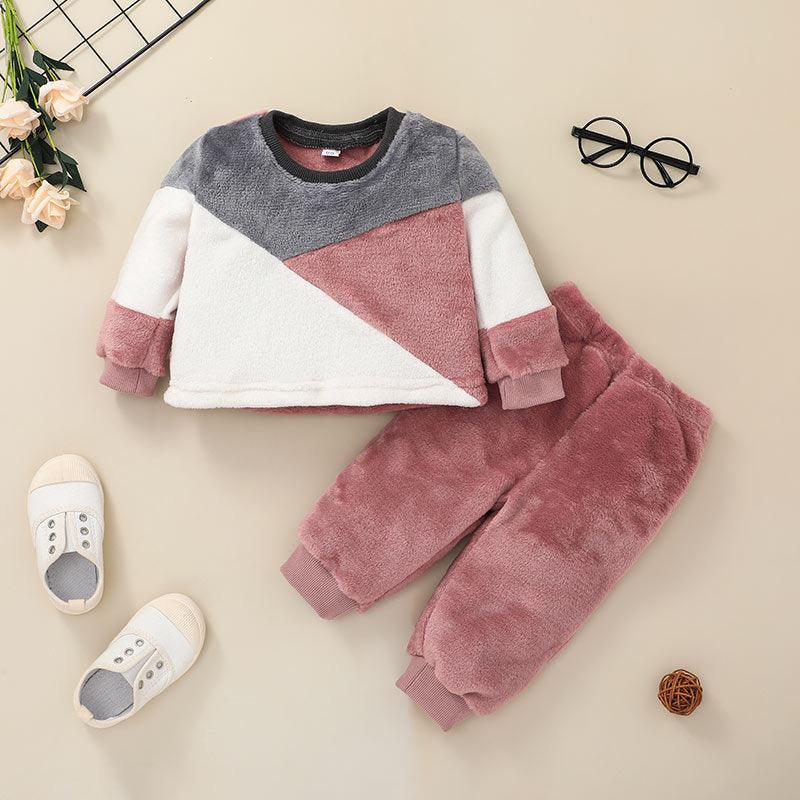 Adorable Korean-Style Two-Piece Baby Sweater and Pants Set in Pink - Vogue Aura