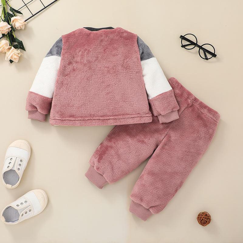 Adorable Korean-Style Two-Piece Baby Sweater and Pants Set in Pink - Vogue Aura