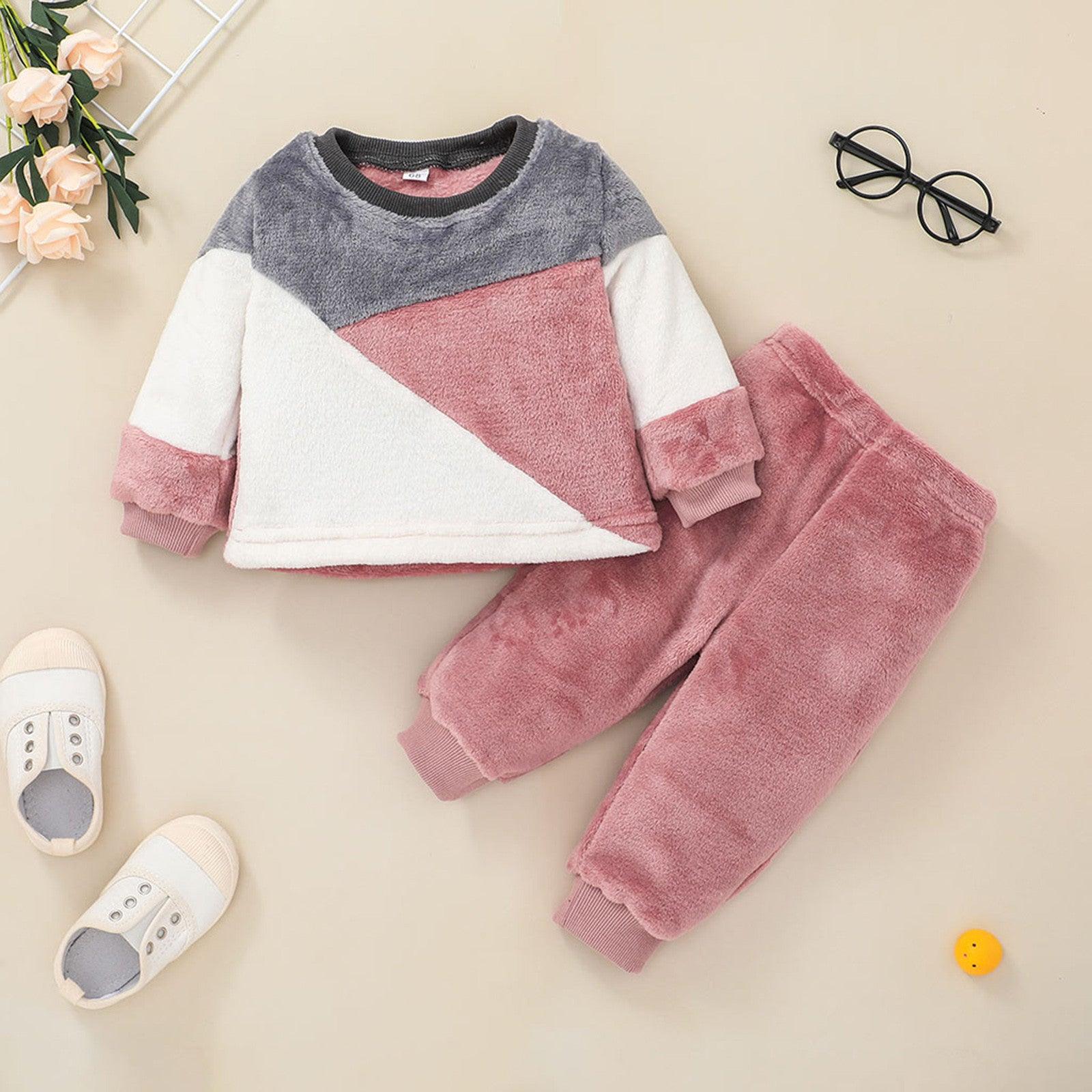 Adorable Korean-Style Two-Piece Baby Sweater and Pants Set in Pink - Vogue Aura