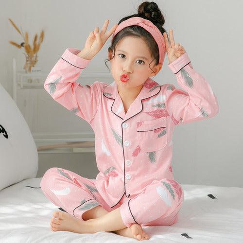 Adorable Printed Long-Sleeved Cotton Pajama Set for Big Kids - Vogue Aura