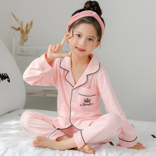 Adorable Printed Long-Sleeved Cotton Pajama Set for Big Kids - Vogue Aura