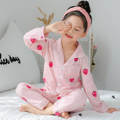 Adorable Printed Long-Sleeved Cotton Pajama Set for Big Kids - Vogue Aura