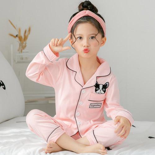 Adorable Printed Long-Sleeved Cotton Pajama Set for Big Kids - Vogue Aura