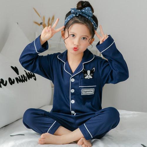 Adorable Printed Long-Sleeved Cotton Pajama Set for Big Kids - Vogue Aura