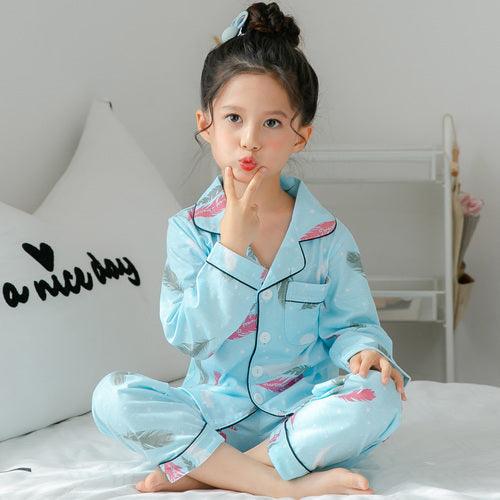 Adorable Printed Long-Sleeved Cotton Pajama Set for Big Kids - Vogue Aura