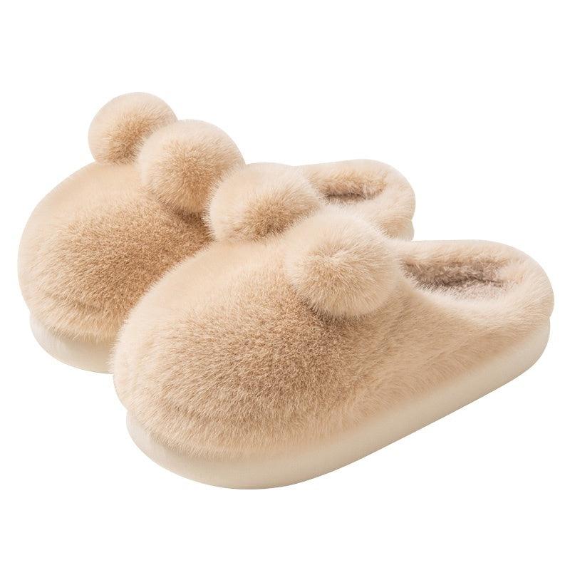 Velvet-Lined Rabbit Slippers for Ultimate Home Comfort - Vogue Aura