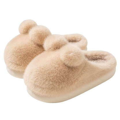 Adorable Velvet-Lined Rabbit Slippers for Cozy Home Comfort - Vogue Aura