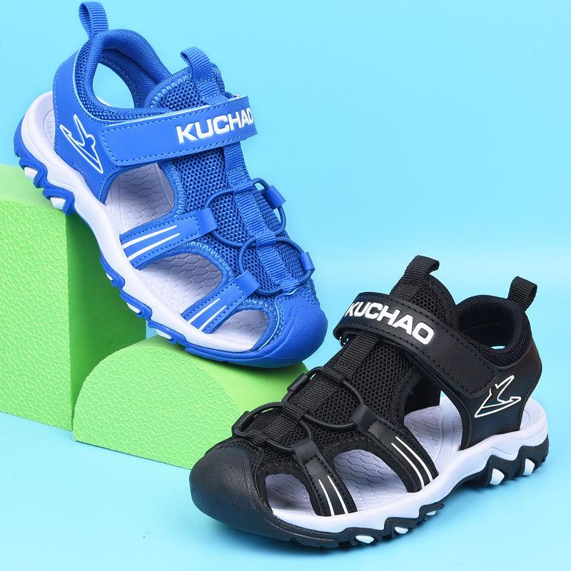 Boys Sandals Baotou Summer Soft Sole Black Children's Beach Shoes Boys Sandals Non-slip - Vogue Aura