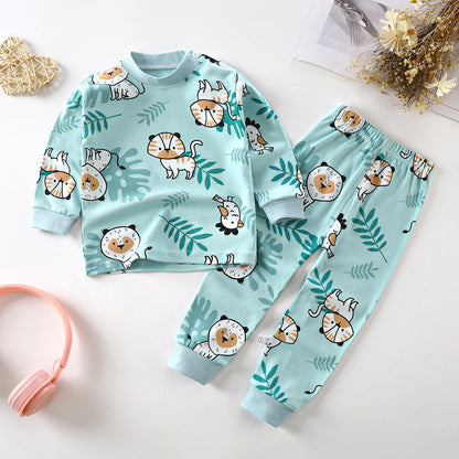 Pure Cotton Cartoon Long Johns Set for Kids - Vogue Aura