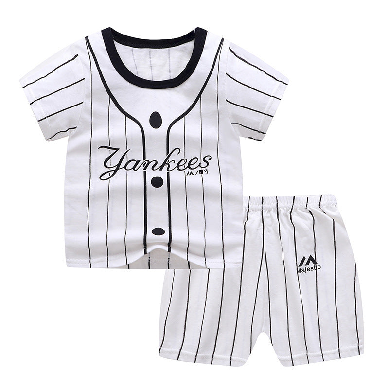 Children's Cotton Letter Print Short Sleeve Summer Set - Vogue Aura