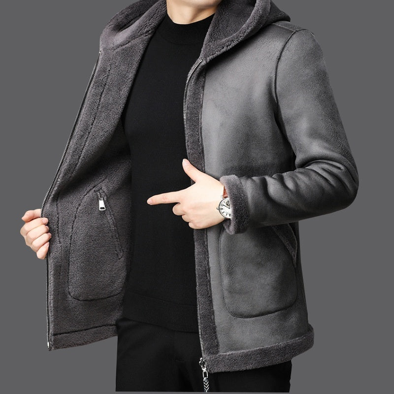 Double-Sided Fleece Men's Lambswool Coat Jacket - Vogue Aura