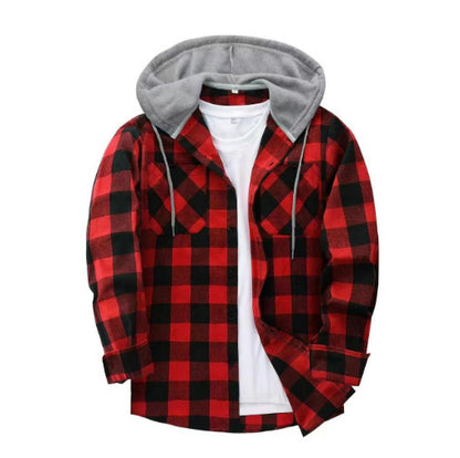 Plaid Hooded Shirt for Men - Stylish Comfort in Premium Cotton - Vogue Aura