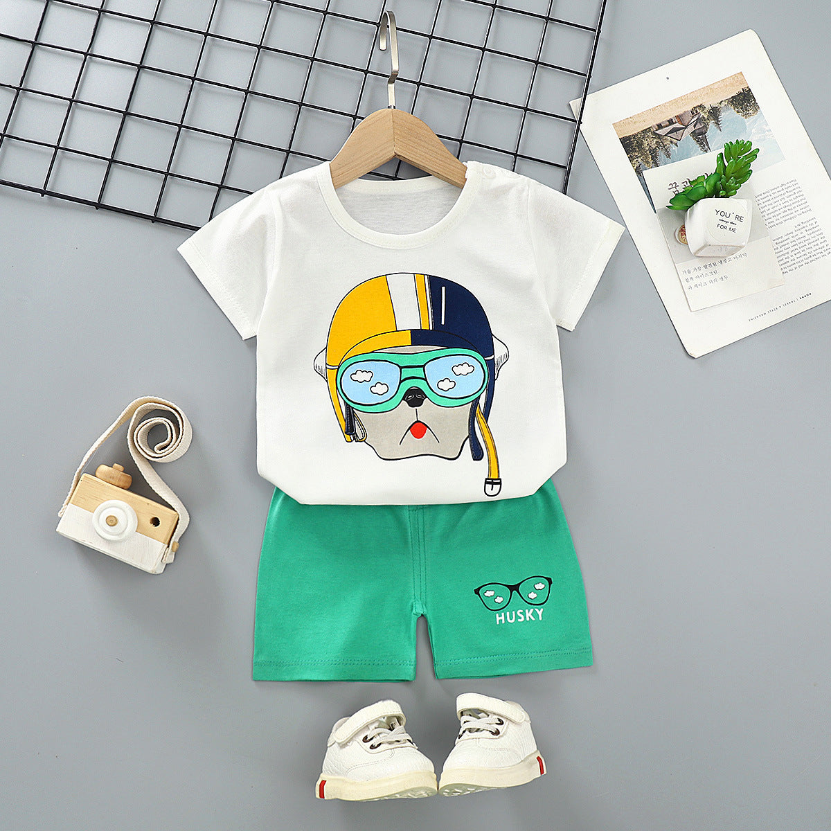 Charming Cotton Short-Sleeved Suit for Kids - Vogue Aura