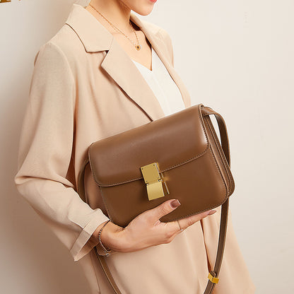 Luxury Retro Leather Clamshell Messenger Bag