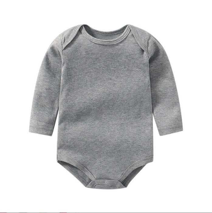 Newborn Solid Colour Cotton Long Sleeve Romper - Vogue Aura