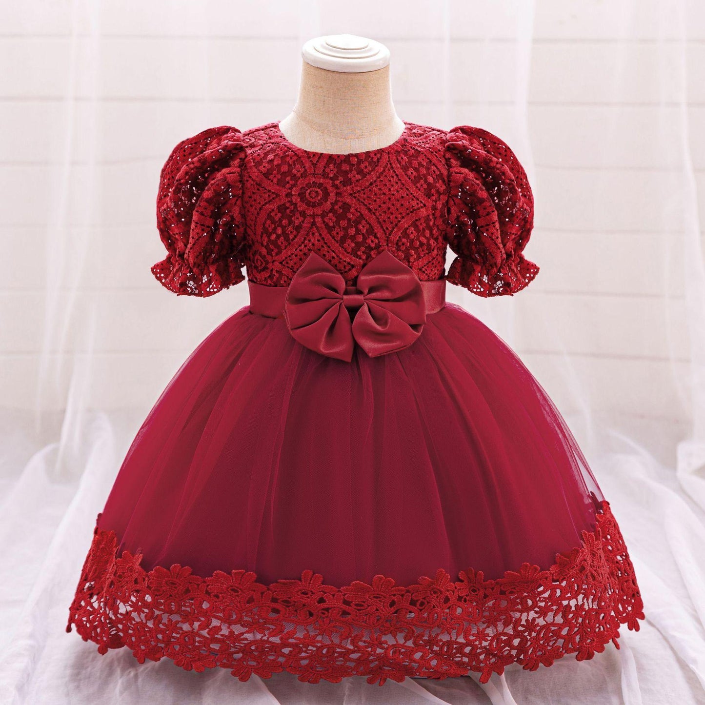 New Girls Embroidered Bow Dress - Vogue Aura