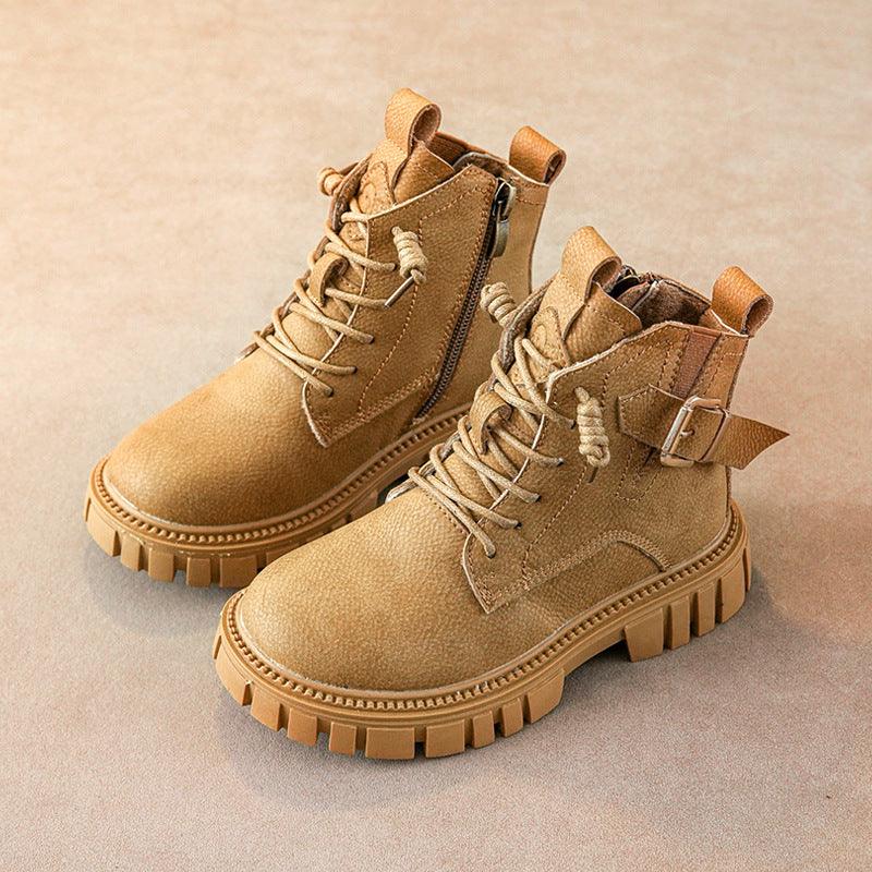 Boy Martin Boots Children Plus Fleece Shortautumn And Winter - Vogue Aura