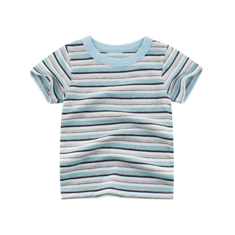 Boys' Cool Striped Summer Tee - Short Sleeve Style - Vogue Aura