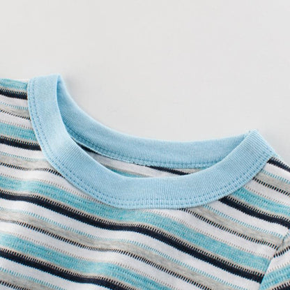 Boys' Cool Striped Summer Tee - Short Sleeve Style - Vogue Aura