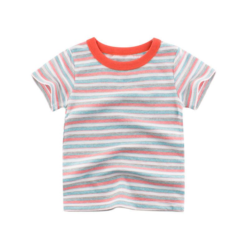 Boys' Cool Striped Summer Tee - Short Sleeve Style - Vogue Aura