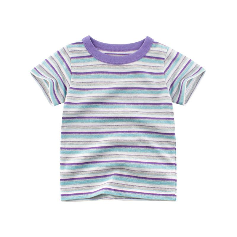 Boys' Cool Striped Summer Tee - Short Sleeve Style - Vogue Aura