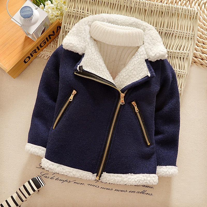 Children's Thickened Fleece Wool Top Lamb Wool Coat - Vogue Aura