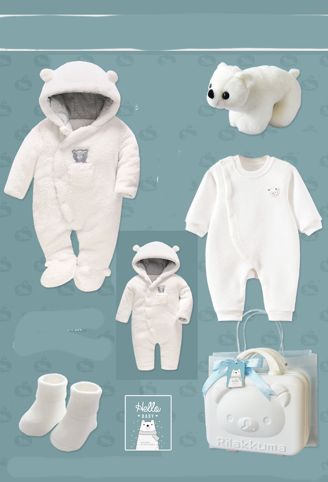 Thick Quilted Polar Bear Romper Jumpsuit Gift Box - Vogue Aura