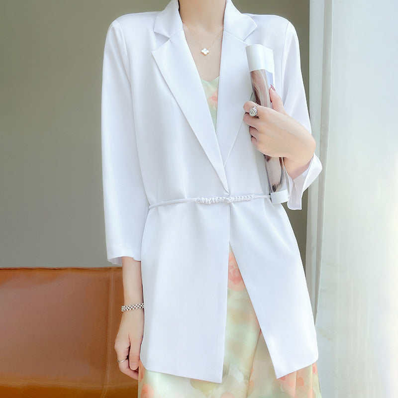 V-neck Loose Suit for Women in White, Champagne, and Black - Vogue Aura