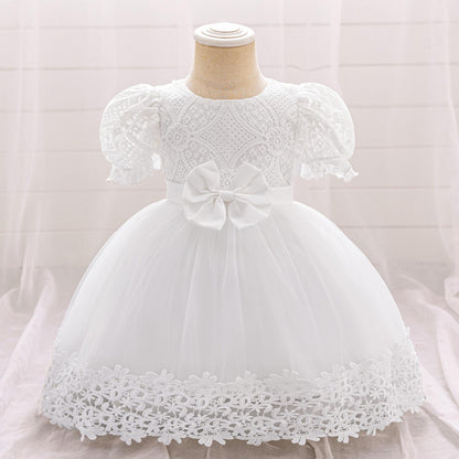 New Girls Embroidered Bow Dress - Vogue Aura