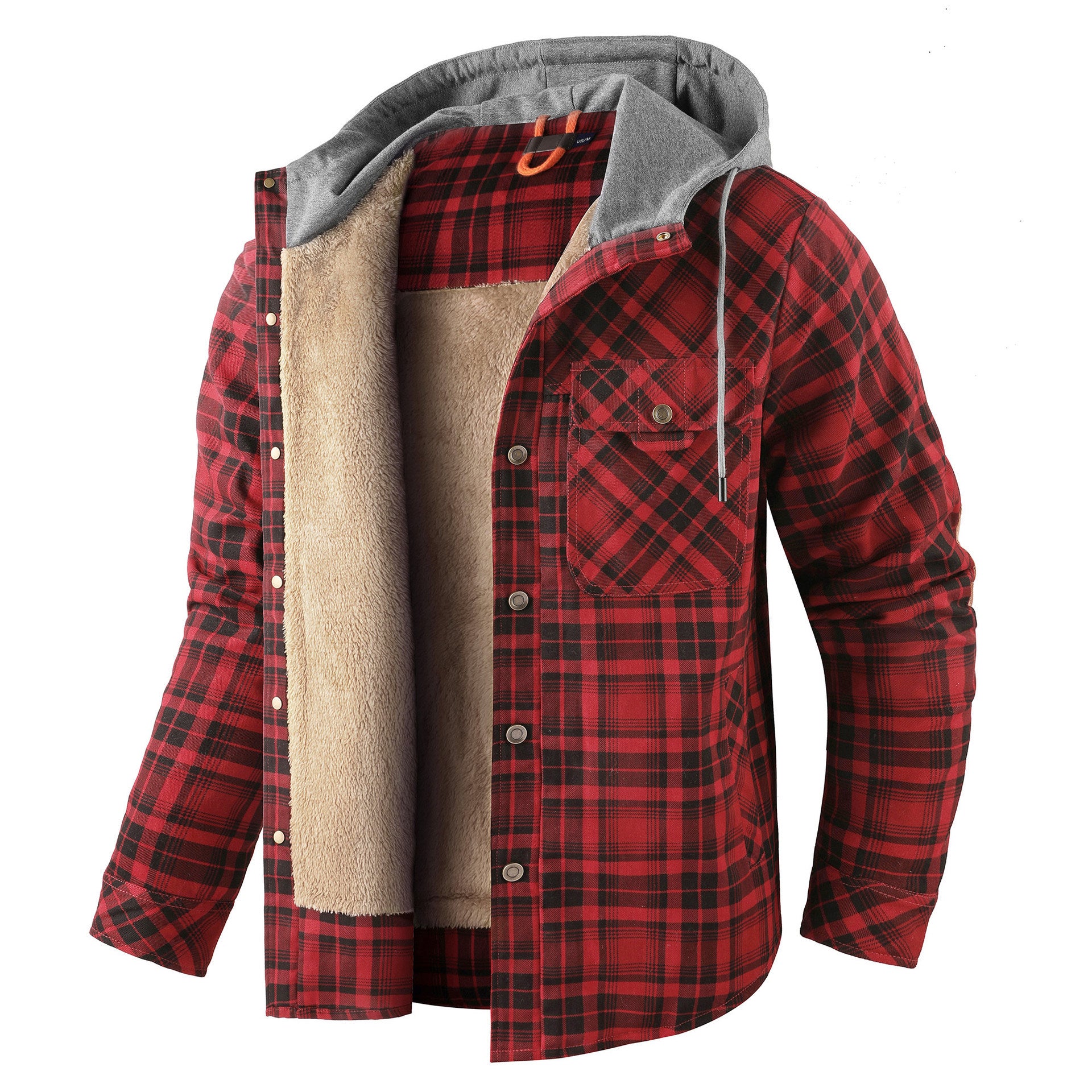 Men's Fleece-lined Plaid Hooded Jacket for Autumn and Winter - Vogue Aura