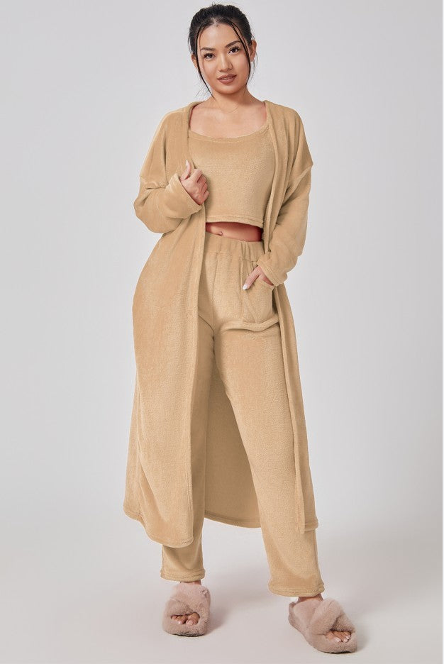 Elegant 3-Piece Cozy pajama Set for Women - Vogue Aura