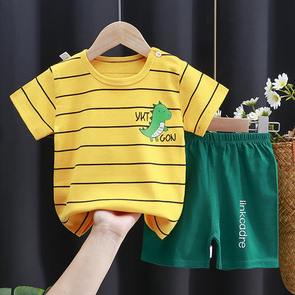 Cotton Casual Two-Piece Short-Sleeved Suit for Babies - Vogue Aura