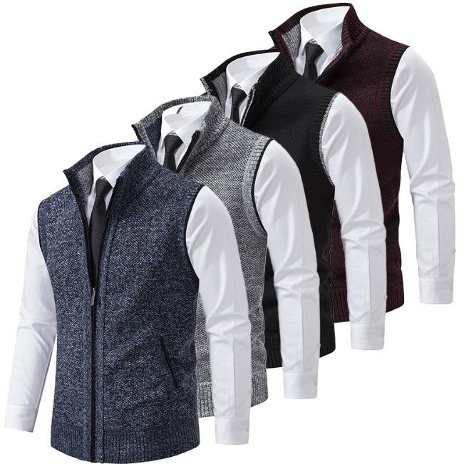 Men's Premium Stand Collar Knitted Cardigan Coat - Vogue Aura