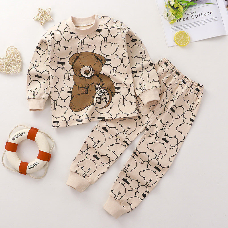 Pure Cotton Cartoon Long Johns Set for Kids - Vogue Aura