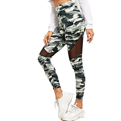 Camouflage gauze printed hips yoga sports leggings - Vogue Aura