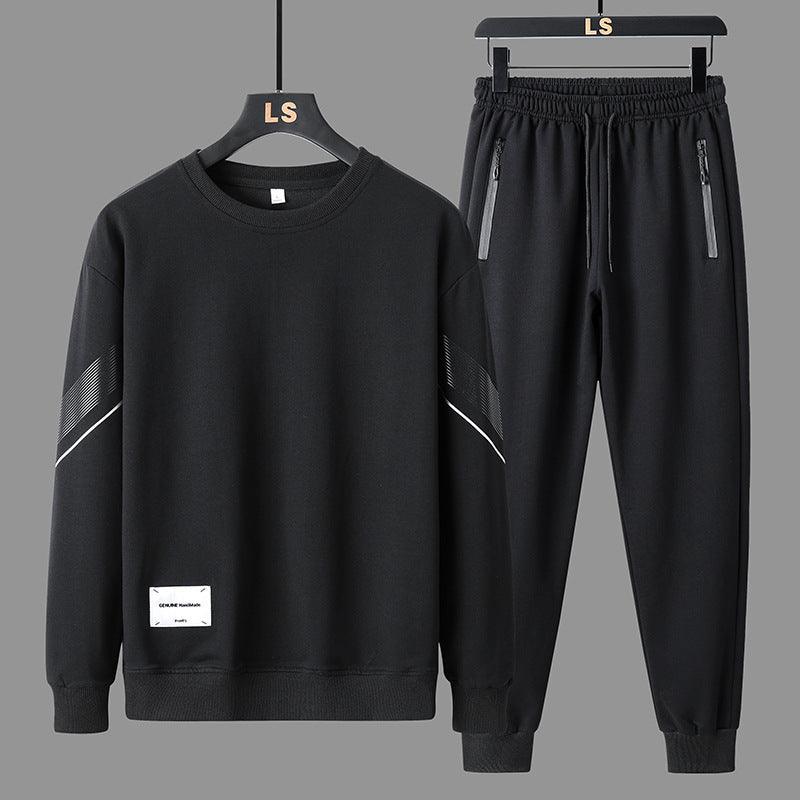 Casual Cozy Set: Men's Round Neck Sweatshirt and Pants Ensemble - Vogue Aura