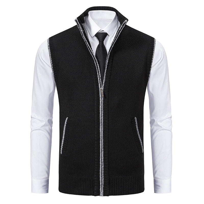 Men's Premium Stand Collar Knitted Cardigan Coat - Vogue Aura