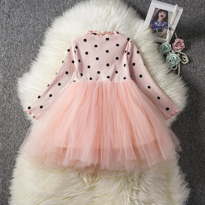 Charming Baby Girls Long Sleeve Tutu Lace Dress for Spring and Winter Celebrations - Vogue Aura