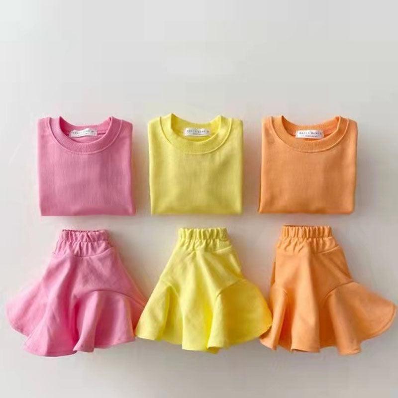 Charming Candy-Colored Twin Set for Kids – Stylish Pullover & Skirt Ensemble - Vogue Aura