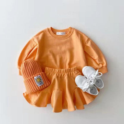 Charming Candy-Colored Twin Set for Kids – Stylish Pullover & Skirt Ensemble - Vogue Aura