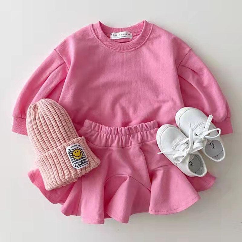 Charming Candy-Colored Twin Set for Kids – Stylish Pullover & Skirt Ensemble - Vogue Aura