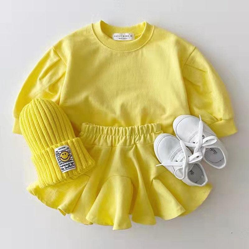 Charming Candy-Colored Twin Set for Kids – Stylish Pullover & Skirt Ensemble - Vogue Aura