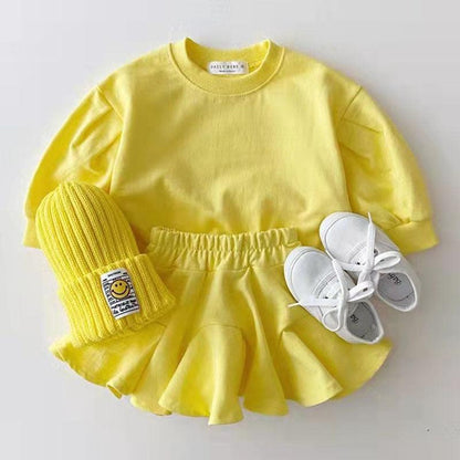 Charming Candy-Colored Twin Set for Kids – Stylish Pullover & Skirt Ensemble - Vogue Aura