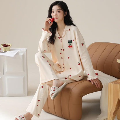 Charming Customizable Reversible Cotton Sleepwear for Women - Vogue Aura