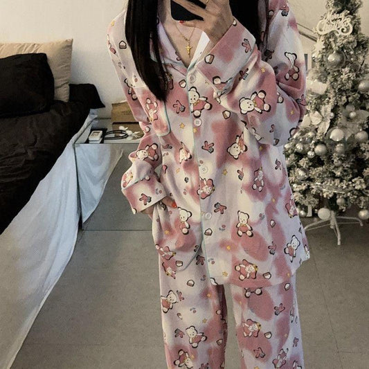 Charming Japanese-Inspired Long Sleeve Pajama Set for Women - Vogue Aura